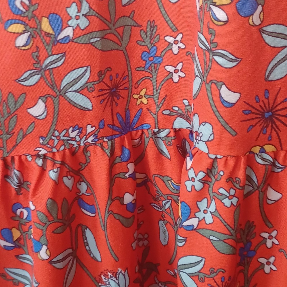 Womens 3XL Orange Floral Maxi Dress Pockets Short Sleeve Boho Summer Dress‎ - Picture 5 of 9